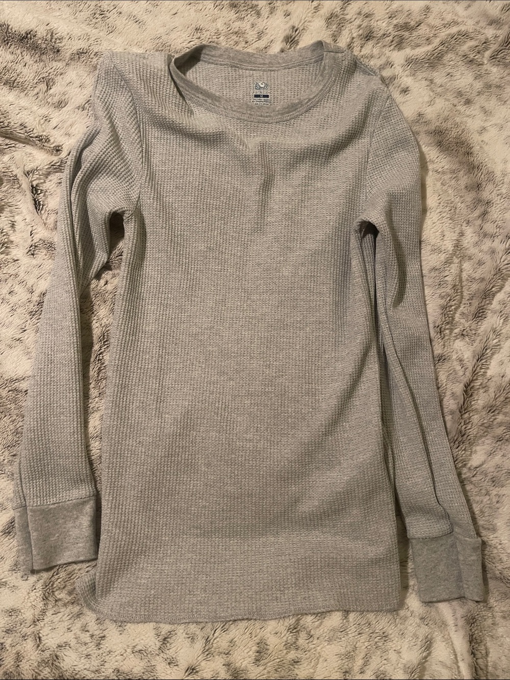 Fruit of the Loom Women's Long Sleeve Waffle Thermal Top - Light Gray